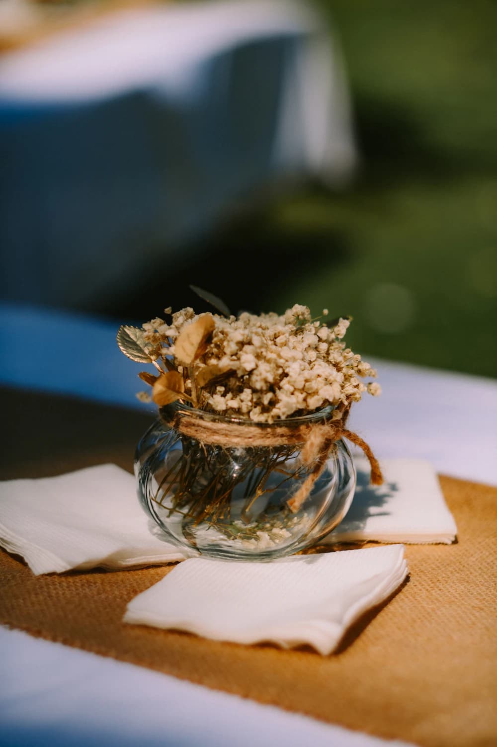 Dried flowers on a wedding table